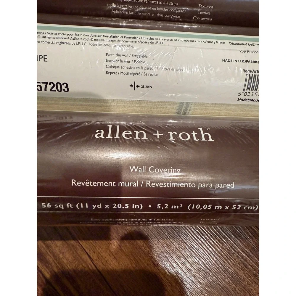 Allen Roth Linen Stripe Textured Wallpaper‎ Roll 56 Sq Ft 4 Rolls 11 yd x 20.5in